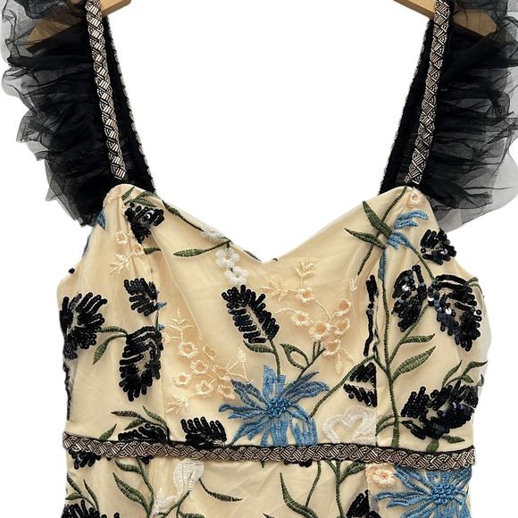 Lulus Show Stopper Cream Embroidered Sequin Bodycon Mini Dress size Large - Picture 3 of 7